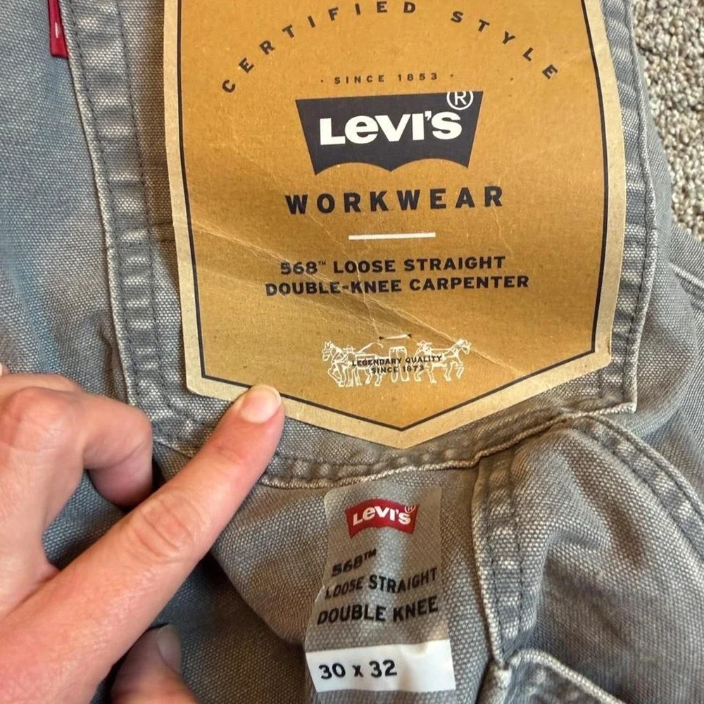 Levis 568 Double Knee Carpenter Gray Loose Denim Tag Size 30x32 brand new